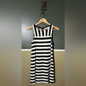 LOFT Black and White Striped Dress